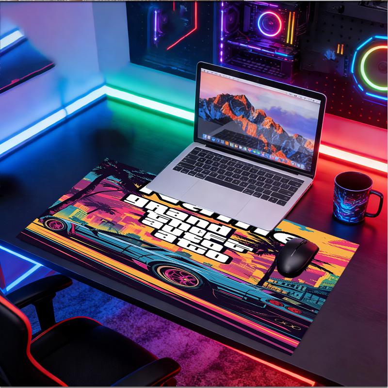 Custom Name Personalized Grand Theft Auto VI Pattern Mousepad, Laptop PC Desk Mat, Decorative Desk Mat for Home Keyboard Pad Gift