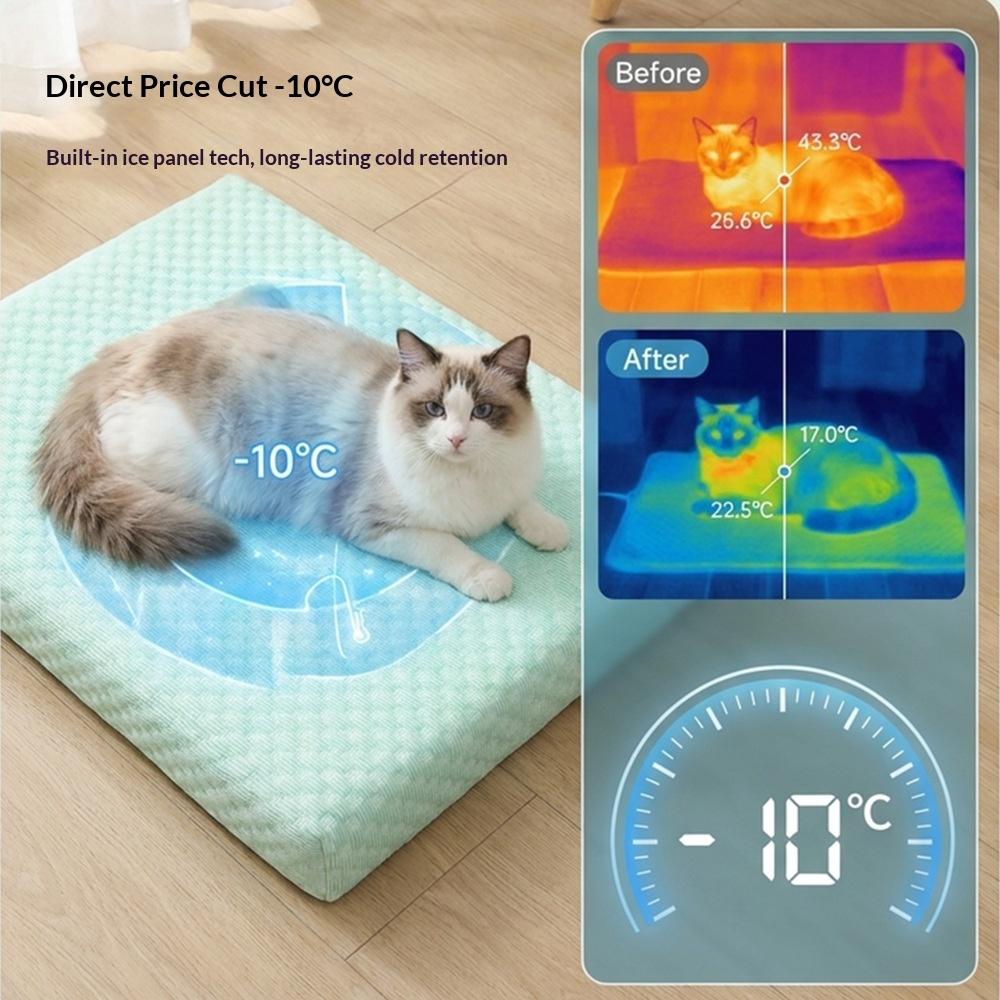Ice Silk Pet Cooling Mat with Removable Ice Pack, Breathable Washable Dog and Cat Pad, Summer Cool Bed for Heat Relief,