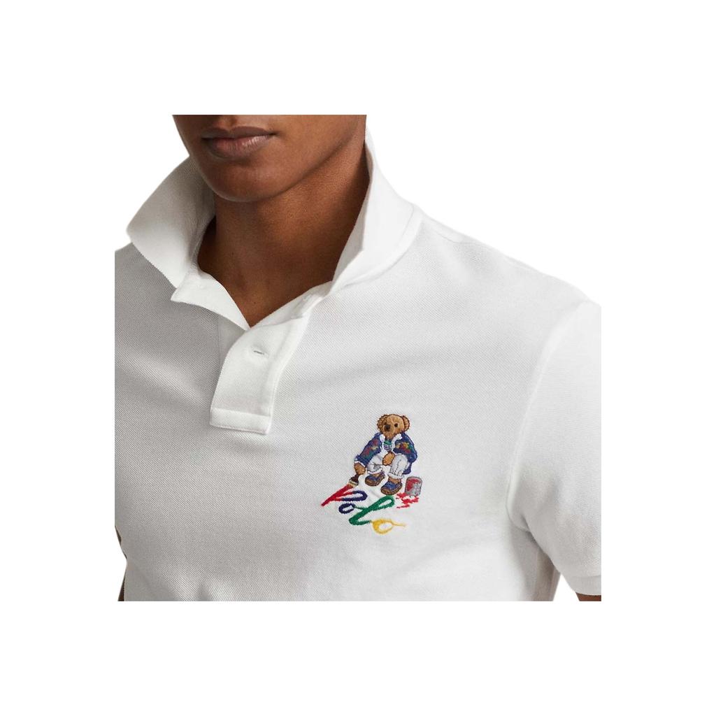 Polo Ralph Lauren Вышитая рубашка поло Slim Fit Мужские топы Белый 710853312-023