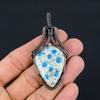 K2 Azurite Gemstone Pure Copper Wire Wrapped Handmade Pendant Jewelry