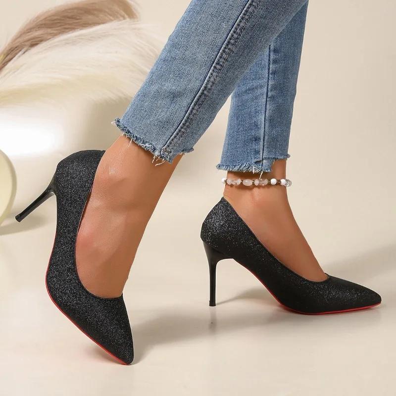 Fashion 2024 Fashion Women's Shoes Shallow Women's High Heels  Hot Sale Plus Size Solid Party Pumps Women Sexy Pointed Toe Heels Women