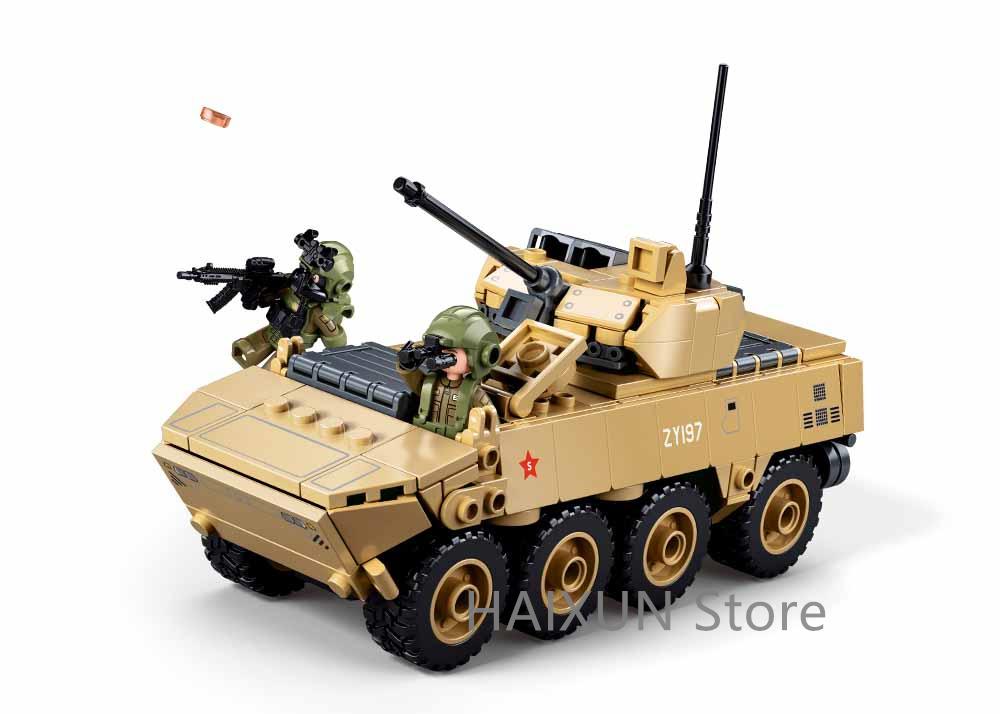 Zbl-19S Колесная боевая машина пехоты Набор строительных блоков 1:Игровой набор 'Военная бронетехника' Масштаб 1:44 С Конструктором и 2 Минифигурками