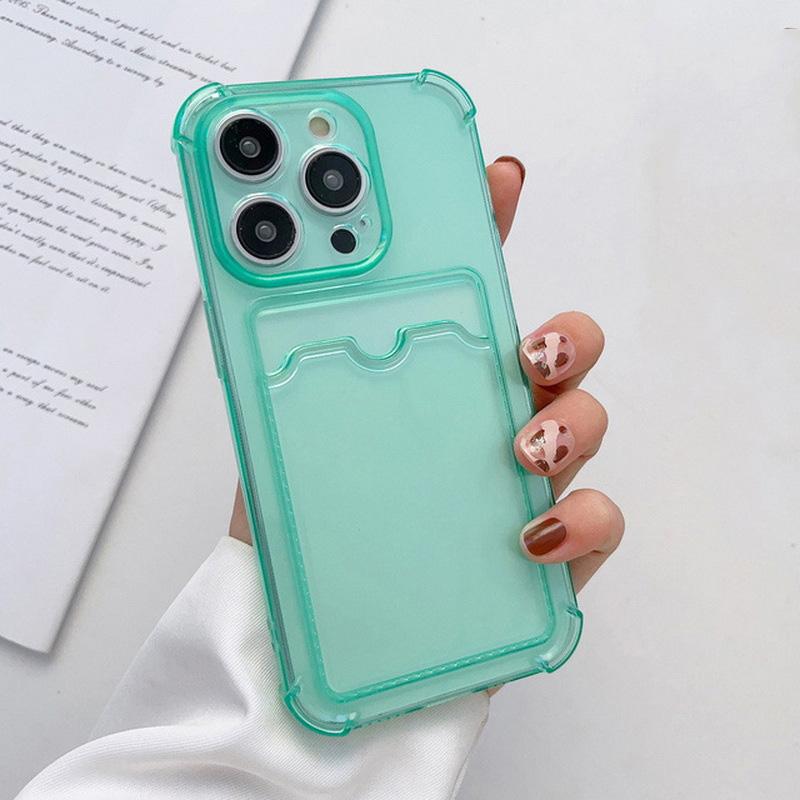Shockproof Card Slot Silicone Soft Case Cover For Iphone 16 Pro Max 15 14 13 12 Pro MAX 12 Pro 11 X XR XS 7 8 Plus Clear Mobile Phone Case