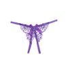 Open Crotch Sexy Mesh Thongs Butterfly Bowknot T-Pants Lingerie Lace Embroidered Panties  Women