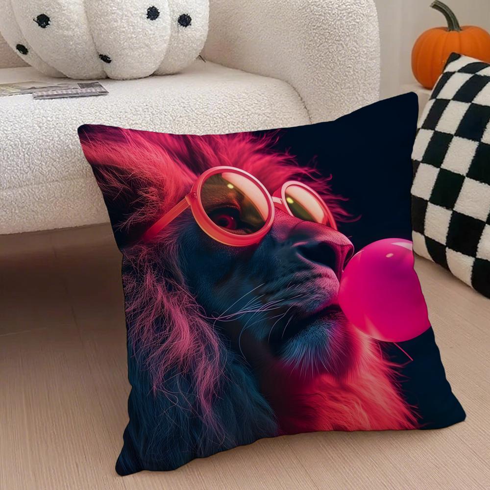 Cute Colorful Art Animal Bubble Fashion Tiger Cushion Cover Throw Pillow Cover Hidden Button Durable Polyester Chair Cushion