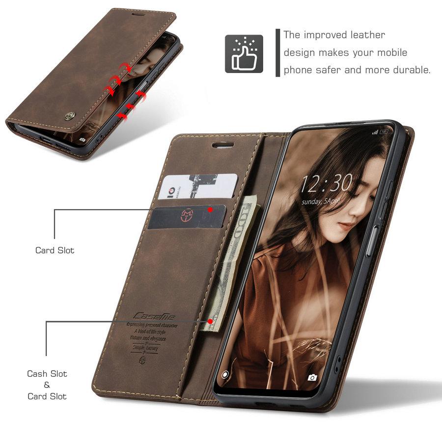 CaseMe Retro Magnetic Flip Wallet Case for Redmi A1/A1 Plus Luxury PU Leather Waterproof & Shockproof Mobile Phone Case