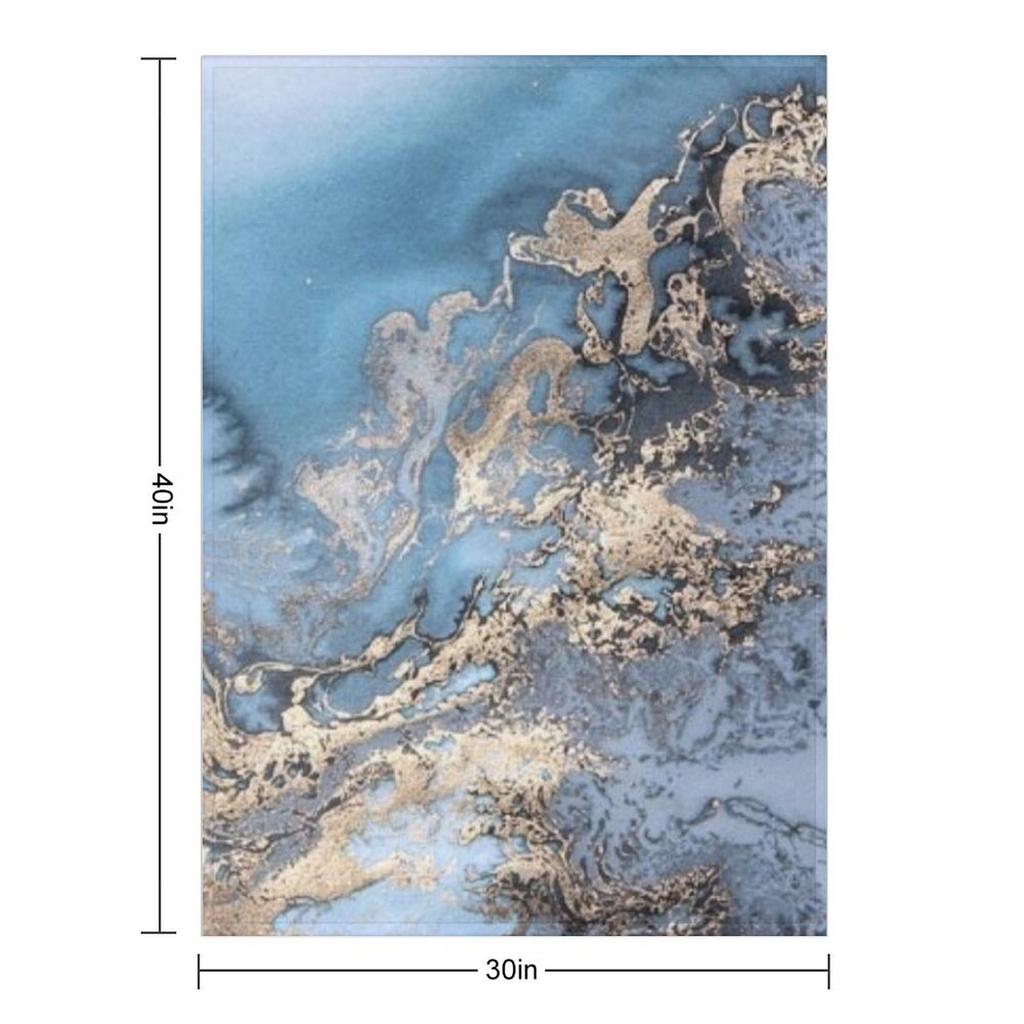 Синий и Золотой Мраморный Плед для Диванов Мягкий Плюшевый Клетчатый Теплый Мягкий Плед