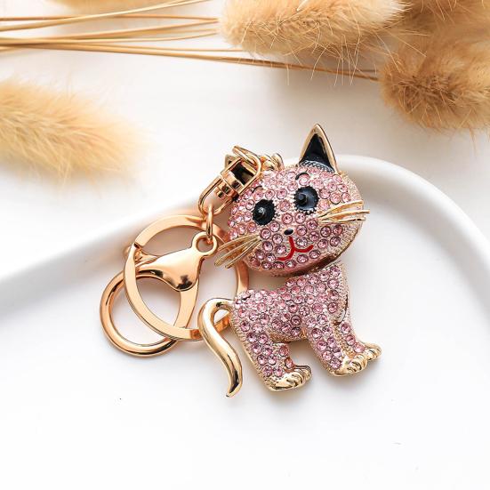 Брелок-кулон с мультяшным котом, сверкающие красочные стразы, инкрустированный автомобильный брелок, сумка-рюкзак, подвесной брелок