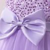 Girls' Sequined Mesh Tutu Dress with Small Flying Sleeves & Bow - Evening & Flower Girl Princess Dress
