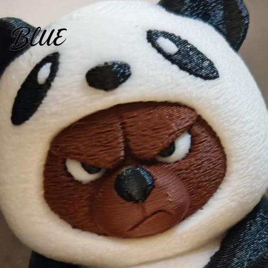 Panda Bear Decor 3D Printed Figurine, Cute Angry Statue, Small Detailed Costume Ornament Animal Sculpture for Shelf, Car Dashboard, Home Office