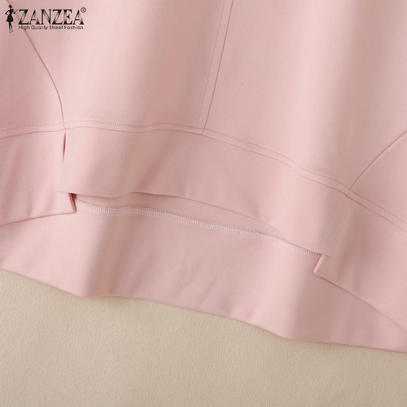 ZANZEA Женские повседневные футболки с круглым вырезом, однотонные, с рукавом до локтя