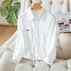 Рубашка с лацканами и длинными рукавами для женщин, летний новый стиль, маленькая рабочая блузка с чувством дизайна