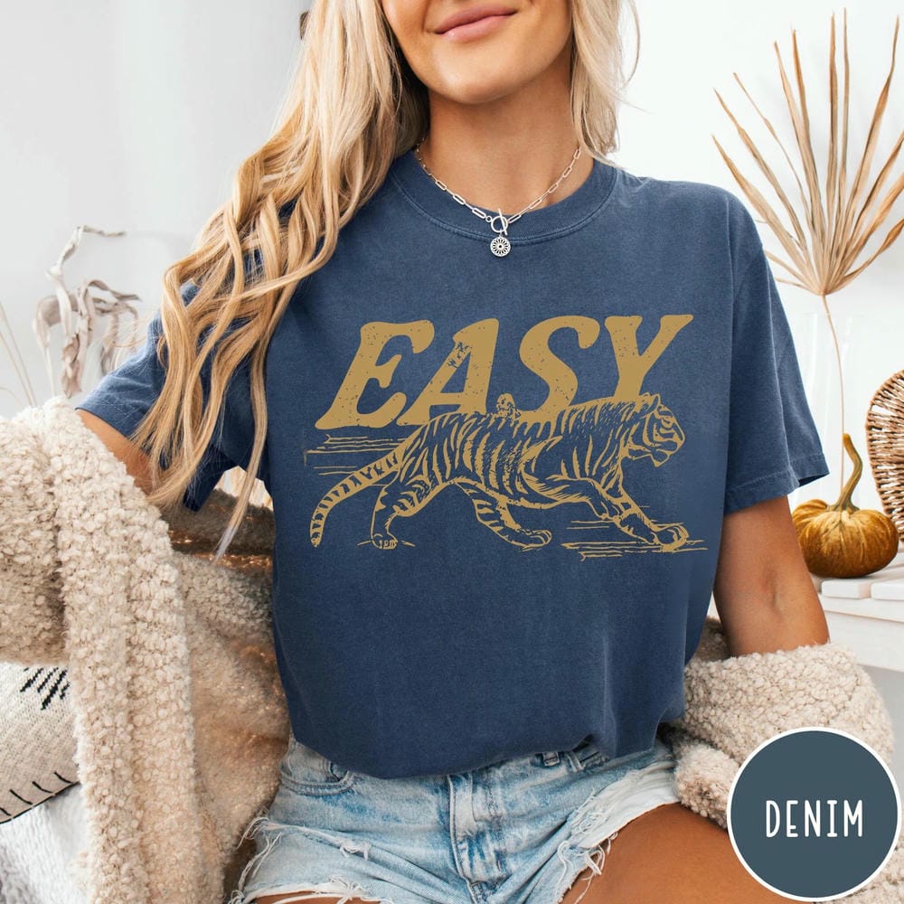 Vintage Women Distressed Easy Tiger Comfort Unisex Comfort TShirt Dark Academia Shirt Crewneck Unisex Daily Y2K Top Streetwear