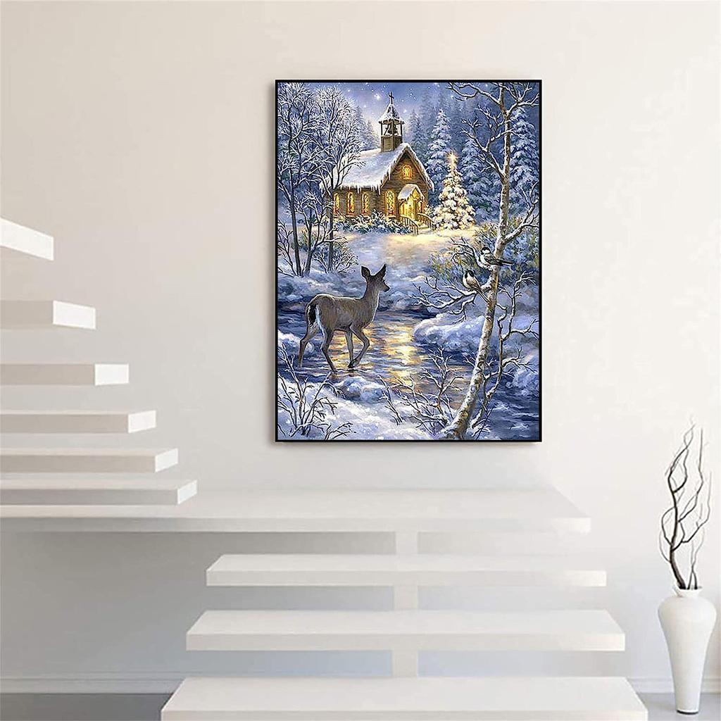 Снежная сцена узор 5D Diy Алмазная картина 3D Алмазная вышивка Украшение дома Изысканный подарок