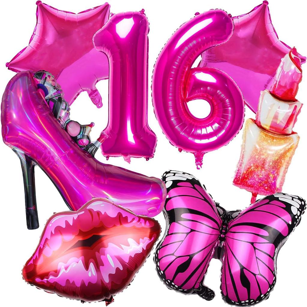 Розовые воздушные шары для девочек, воздушные шары на день рождения для девочек, принадлежности для вечеринки по случаю дня рождения принцессы, ярко-розовый набор воздушных шаров на высоких каблуках для вечеринки по случаю дня рождения девочки
