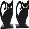 2pcs 4.72x4.37x5.87in Cat Shaped Book Stopper Iron Metal Bookends Decorative Cat Bookend  Home Study