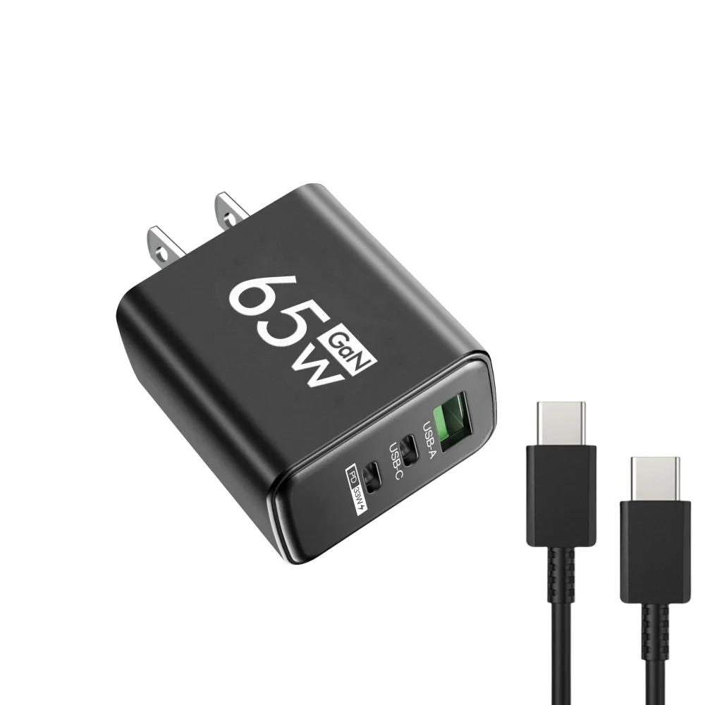Total 65W GaN Charger USB PD Type C Fast Charging Mobile Phone Adapter QC3.0 For iPhone 14 15 Pro Max Samsung Galaxy S24 Xiaomi