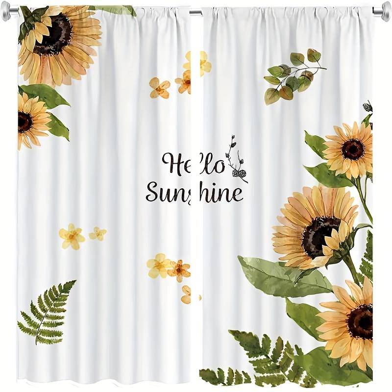 2-панельная занавеска с принтом подсолнухов, скандинавский карманный солнцезащитный тент для окон для спальни, офиса, кухни, гостиной, кабинета, дома