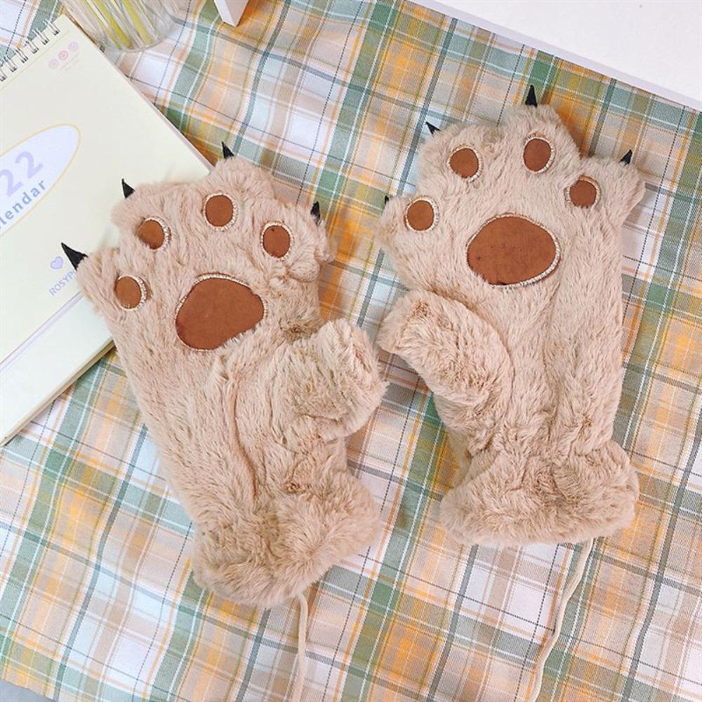 Plush Furry Mittens Bear Paw Animal Gloves Fashion Cat Paw Gloves Cosplay