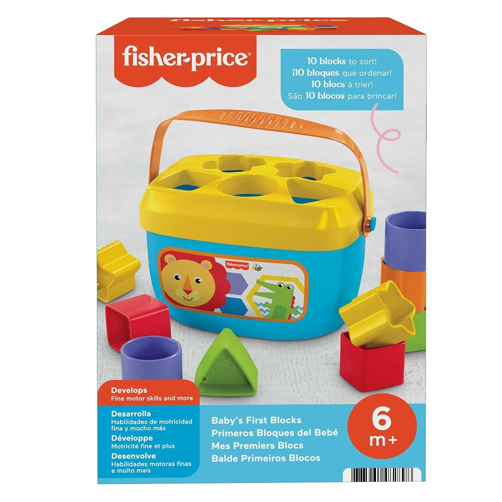 Fisher-Price Набор «Первые кубики» из серии «Тропический лес» для младенцев 6+ месяцев, обучающая игрушка FFC84