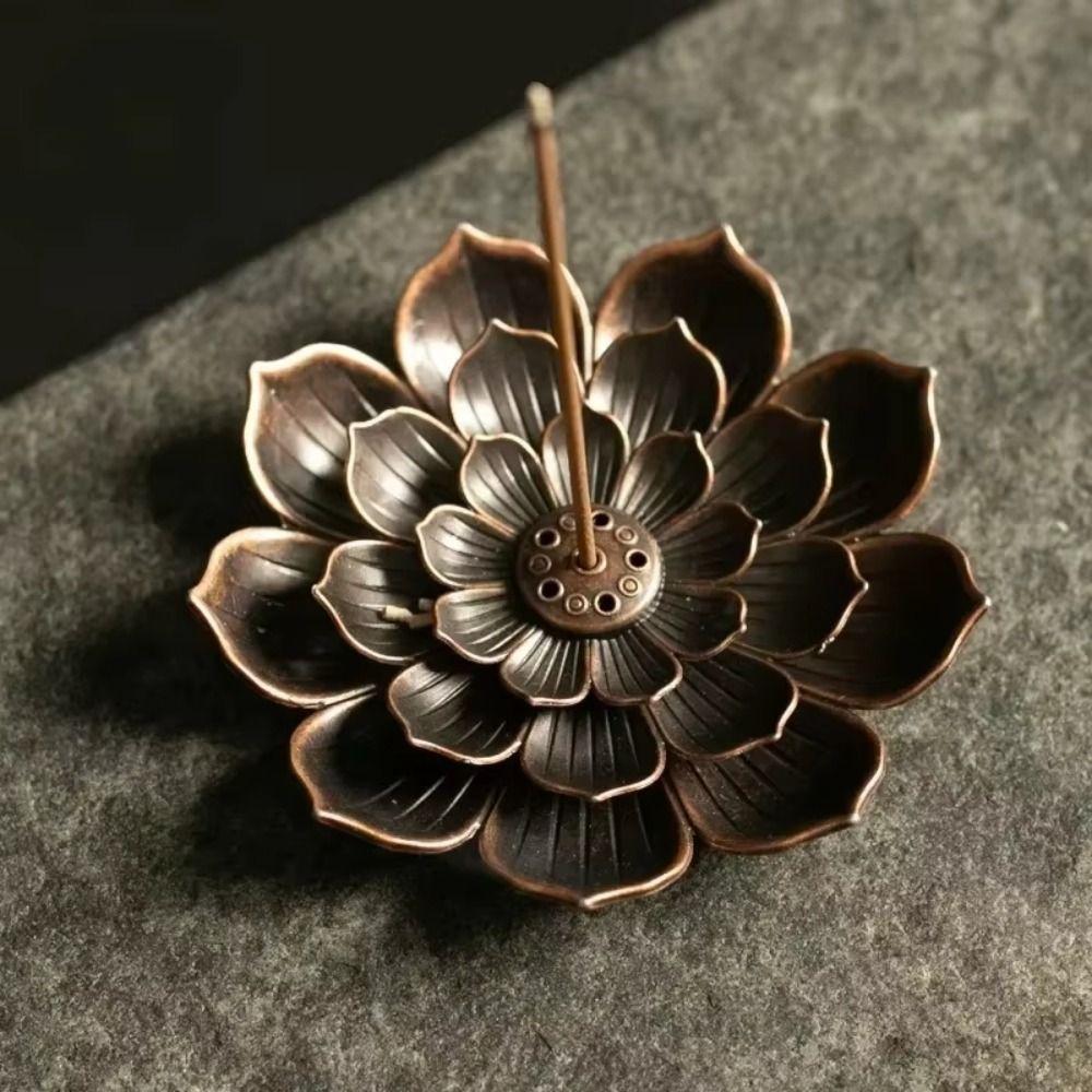 6 Holes Incense Burner Lotus Design Incense Burning Tray Lotus Aromatherapy Stand Office Use