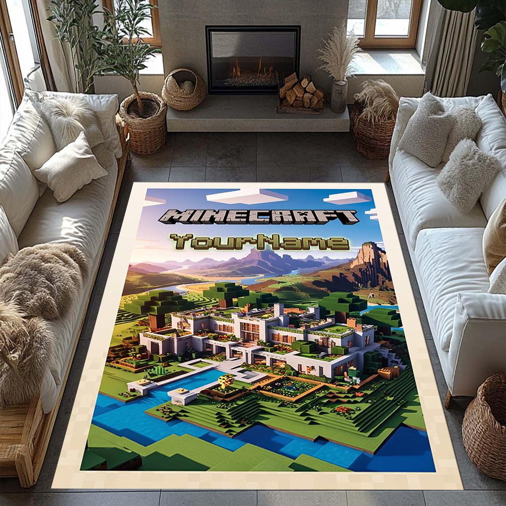 Minecraft 27 Customize Your Name Carpet Design for Entryway Balcony Bedrooms Dormitory Anti-slip Rug Anime Office Decor Perfect Gift for Women/Men