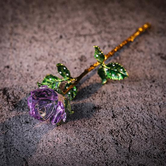 Юшенг Искусственный хрустальный розовый орнамент Имитация цветочной ветки Свадебное украшение Женщине Жене Подруге Юбилей День святого Валентина День матери