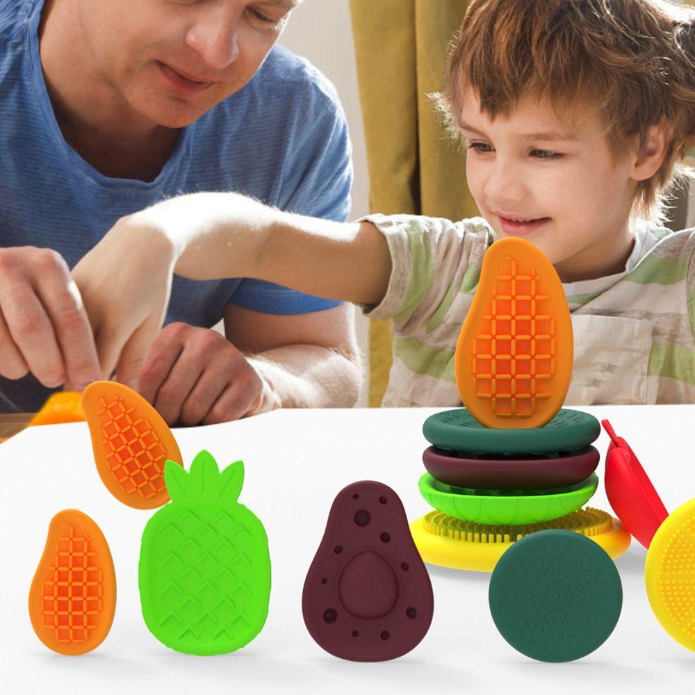 6PCS/set Textured Children Sensory Stone Relaxing Silicone Suction Cup Toy  Toddlers