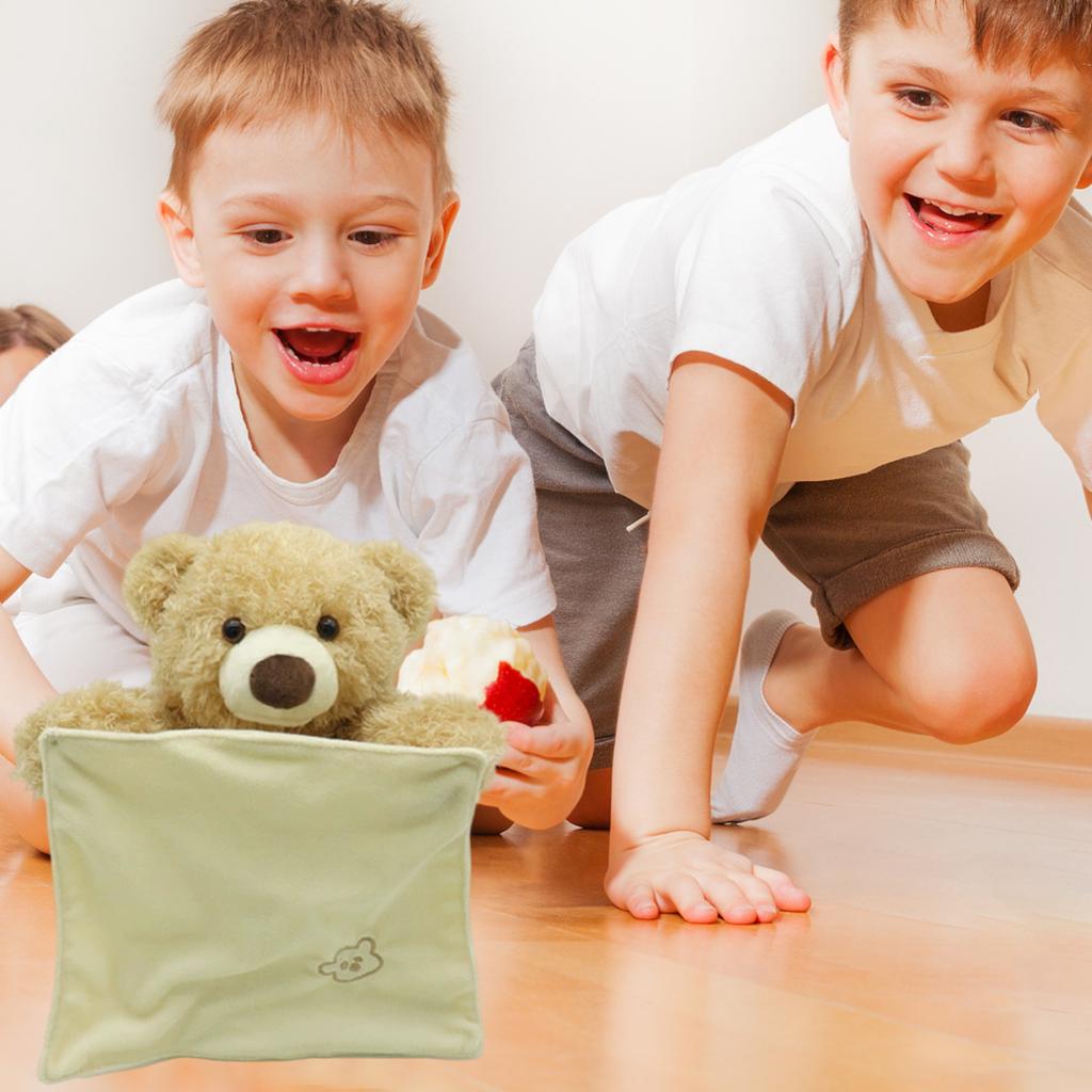 Bear Plush Interactive Soft Toy Hide And Seek Talking Electric Handkerchief  Bear Doll Kids For Gift