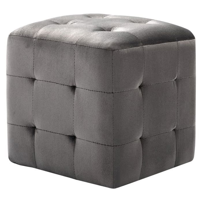 VidaXL 2 Pcs Poufs Grey 30 X 30 X 30 Cm Velvet Fabric