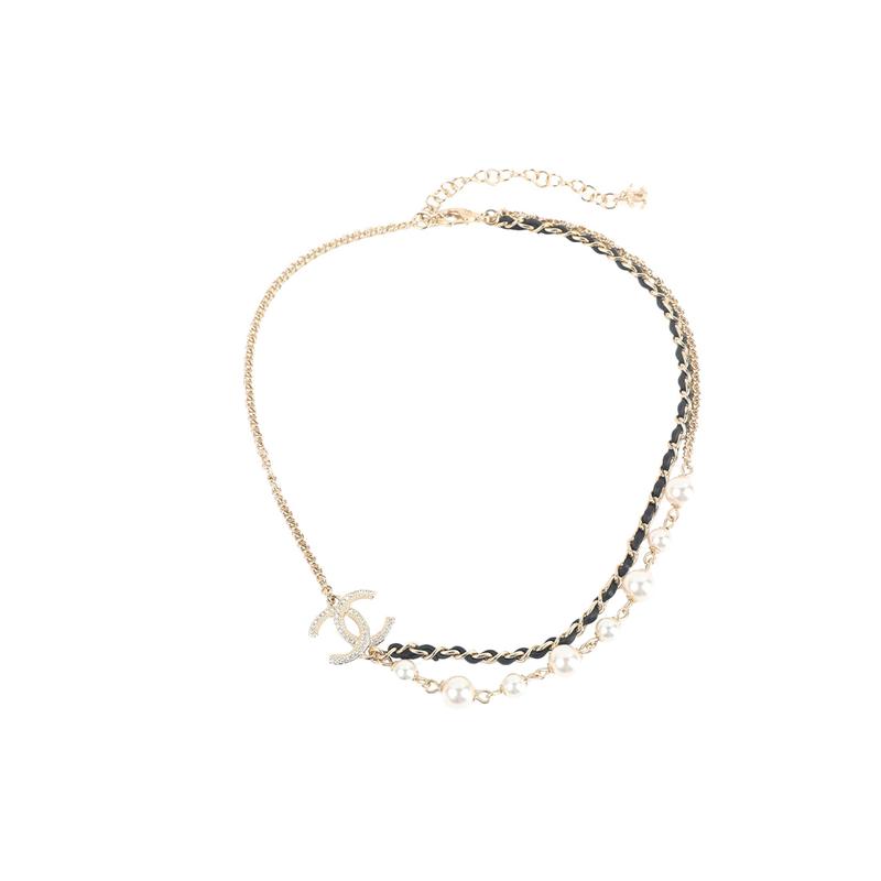 Chanel Кожаная Цепочка Короткое Ожерелье Чокер Ключица Цепочка Женская Модель