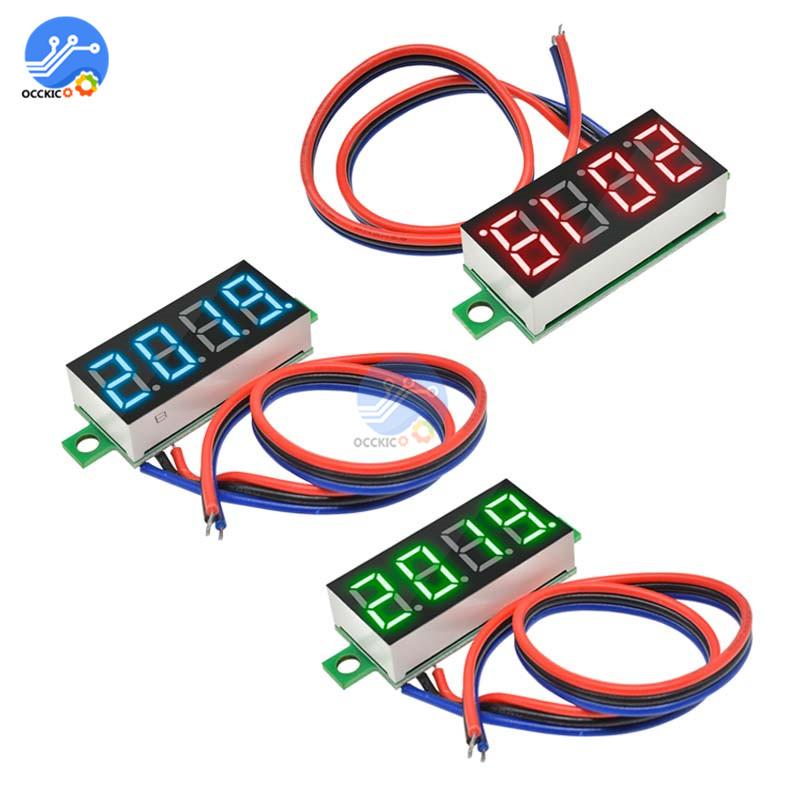 DC0-100V 0.36" Voltmeter 4 Digit Display High Accuracy Car Voltage Tester 3 Wire Red Green Blue LED 12V 48V 60V Battery Detector