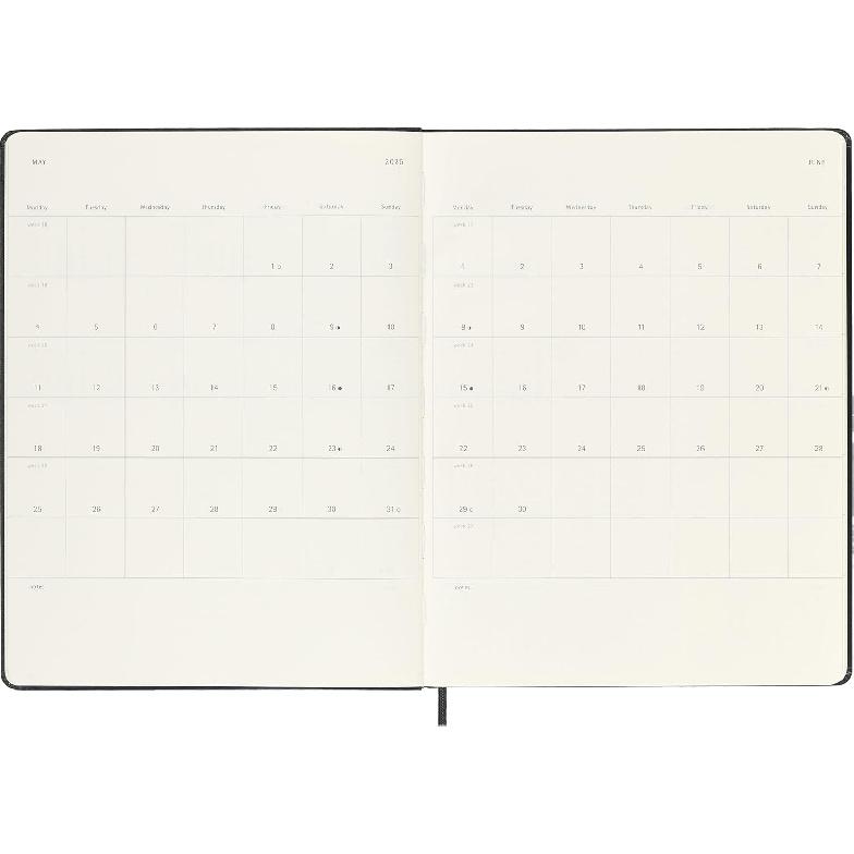 Moleskine Classic 12 Month 2026 Weekly Planner, Hard Cover, XL (7.5" x 9.75"), Black, 144 pages