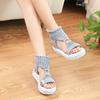 Fashion Women Knitting Gladiator Sandals Summer New Wool Shoes Thick-bottomed Sandals Solid Ladies Platform Sandali