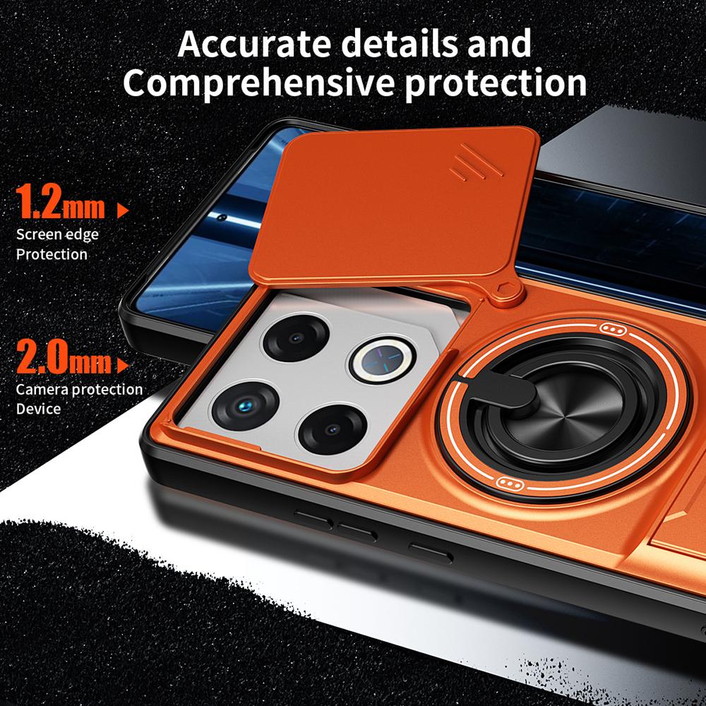 KEYSION Магнитный чехол для телефона Infinix GT 20 Pro 5G Защита камеры со сдвижной крышкой Вертикальная подставка Кольцо 360° Ударопрочная задняя крышка