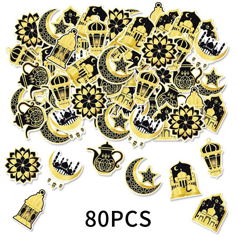 Ramadan Stickers Decorations 2026 Muslim Eid Moon Star Window Stickers Hanging Decor Al Fitr Party Decor Festival Party Supplies