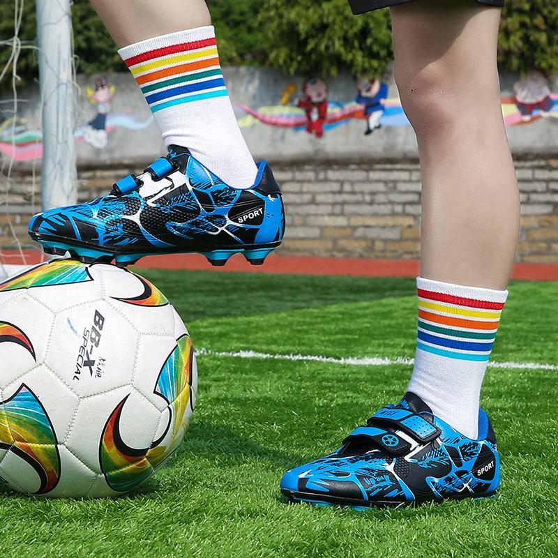 Children's Football Shoes Velcro Sneakers Leather Foot Broken Nails Tf Long Nails AG Boys Girls Youth Training Shoes Primary School Students