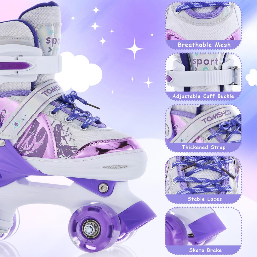 Roller Skates for Kids 4 Size for Children of Different Ages Adjustable Light Up LED Luminous Wheels