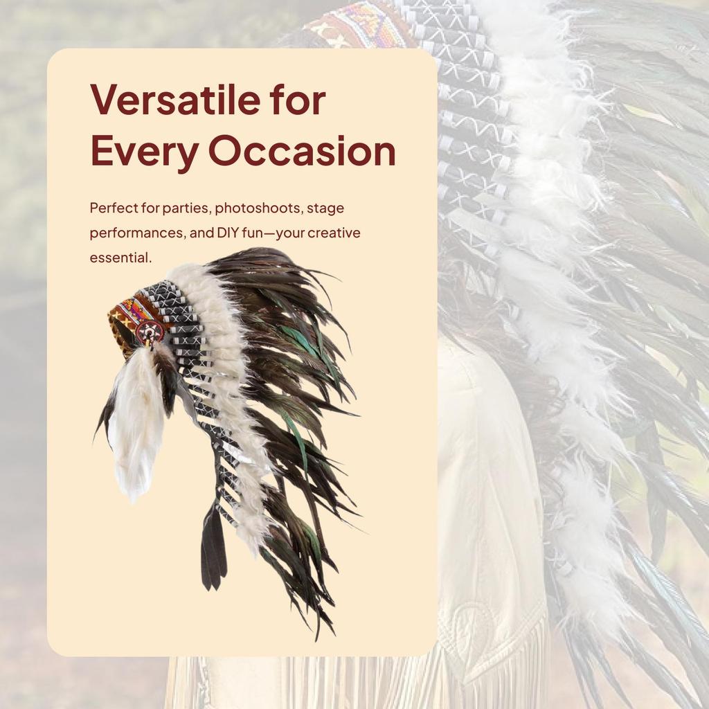 Indian Feather Headdress Hat Headband for Roles Play Burlesque Fancy Dress Party