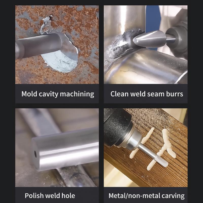 Набор из 10 твердосплавных боров, совместимый с Dremel, хвостовик 1/8", шлифмашина, вращающийся инструмент, рашпильные насадки, резьба по дереву, металлу, электрическая шлифовка