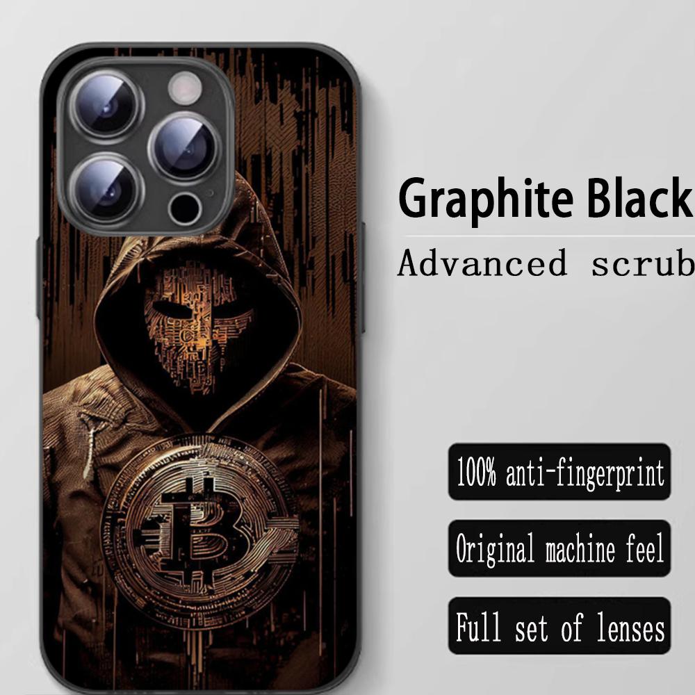 Стильный крутой чехол для телефона Bitcoin BTC для iPhone 16 15 14 13 12 11 X XR XS 8 Plus Mini Pro Max Мягкий черный Ударопрочный чехол