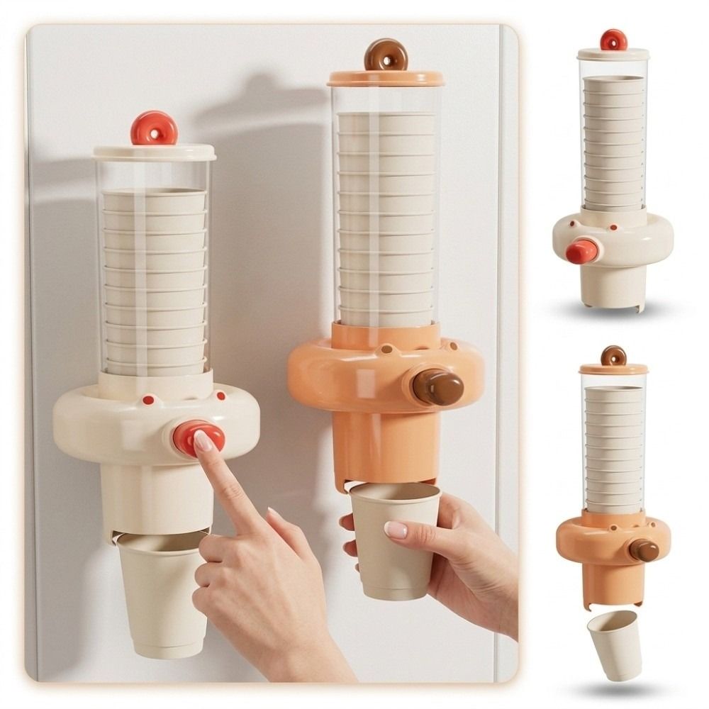 Punch Wall Mounted Automatic Cup Picker Space Saving Visible Cup Extractor Paper Cup Holder Home