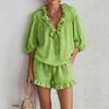 DICFY Women's Fashion Casual 3/4 Sleeves V Neck Pants Suits