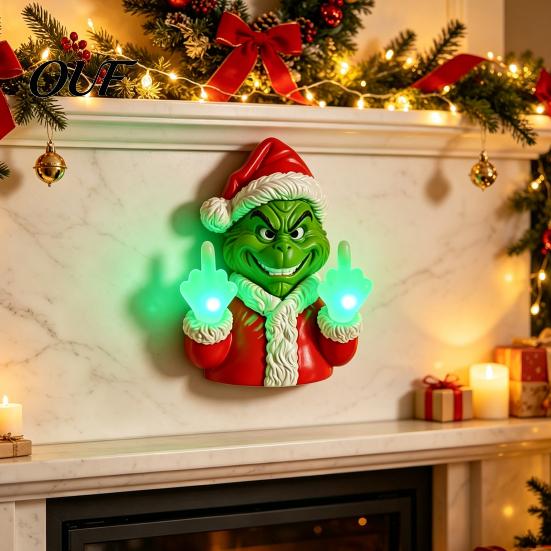Battery Operated Desk Lamps Christmas LED Wall Decor, Funny Middle Finger Lighted Sculpture, Creative Atmosphere Lights Holiday Decoration for