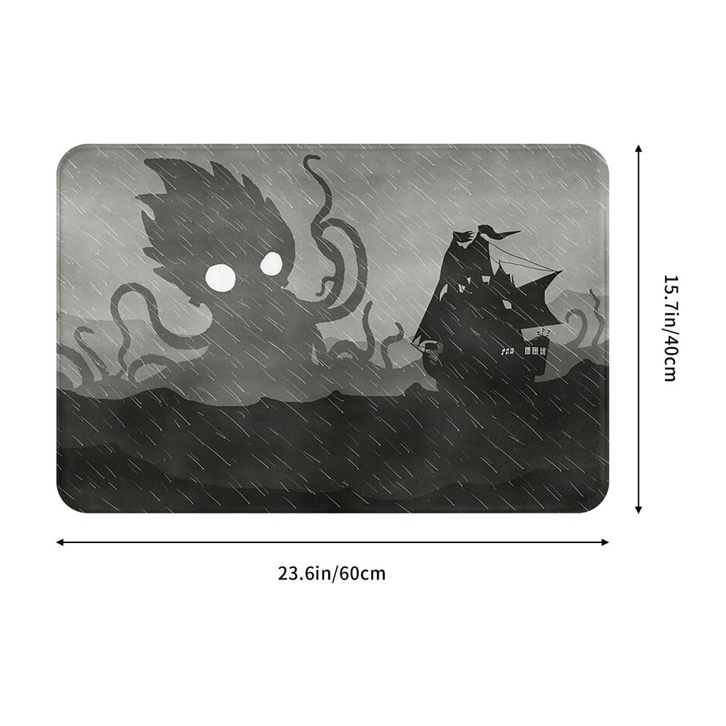 Rainy Ship & Kraken Non-slip Doormat Floor Mat Absorbent Mat Carpet Rug for Kitchen Entrance Home Living room Footpad Mats