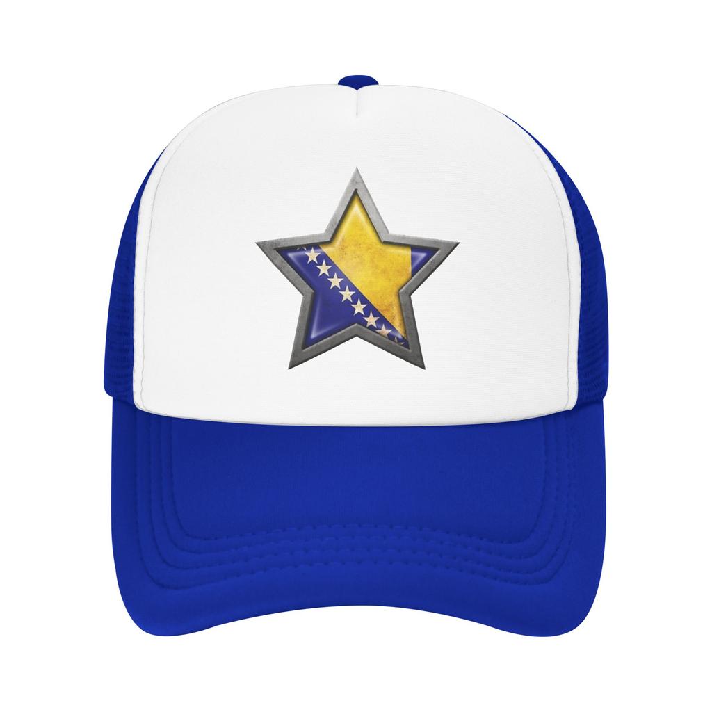 Bosnia and Herzegovina Flag Star Mesh Baseball Caps Unisex Fashion Sun Hat Hat Adjustable Summer Trucker Cap
