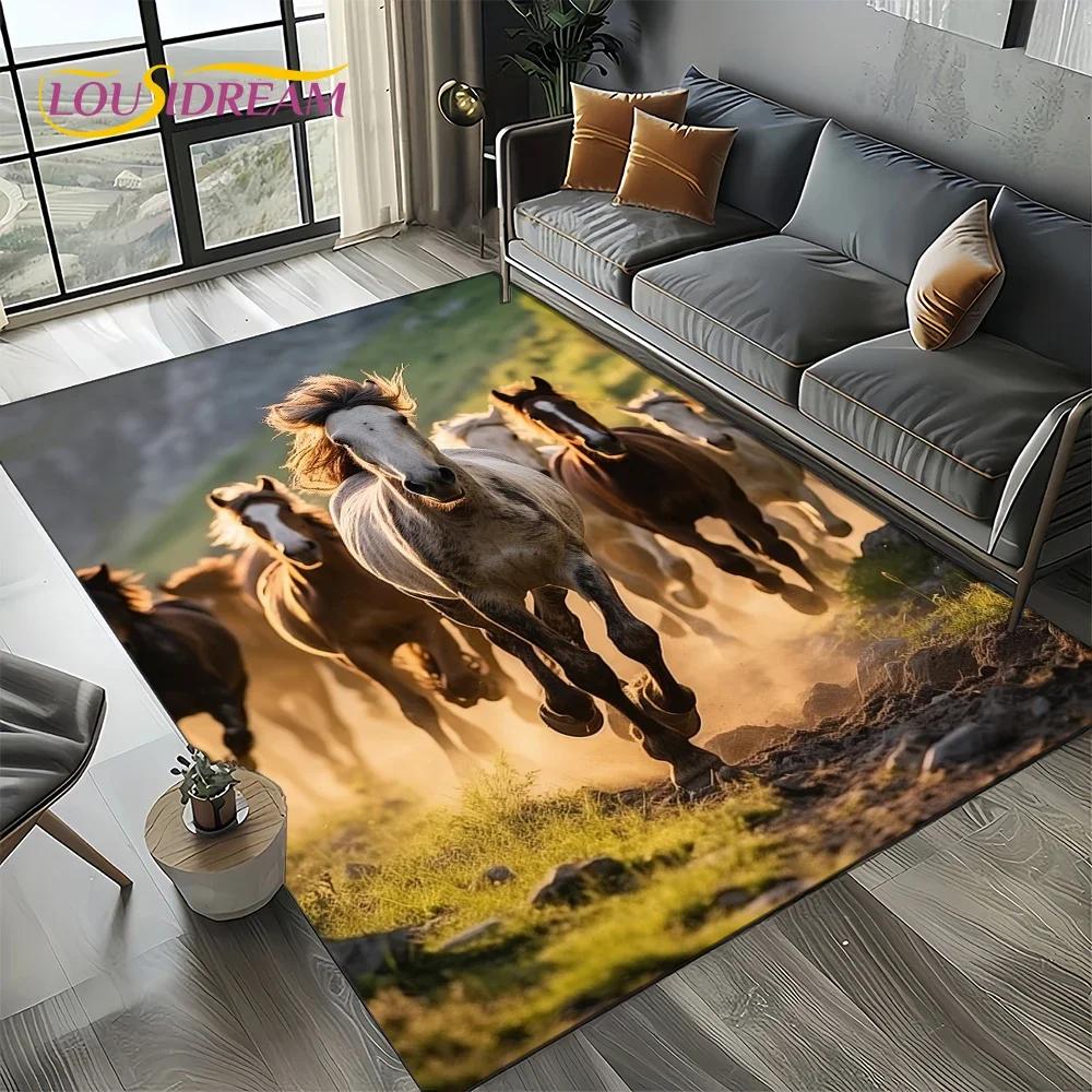 27 Style New Horse Pentium Gallant Steed 3D Animal Carpet Rug for Living Room Bedroom Home Sofa,Kid Area Rug Non-slip Floor Mat
