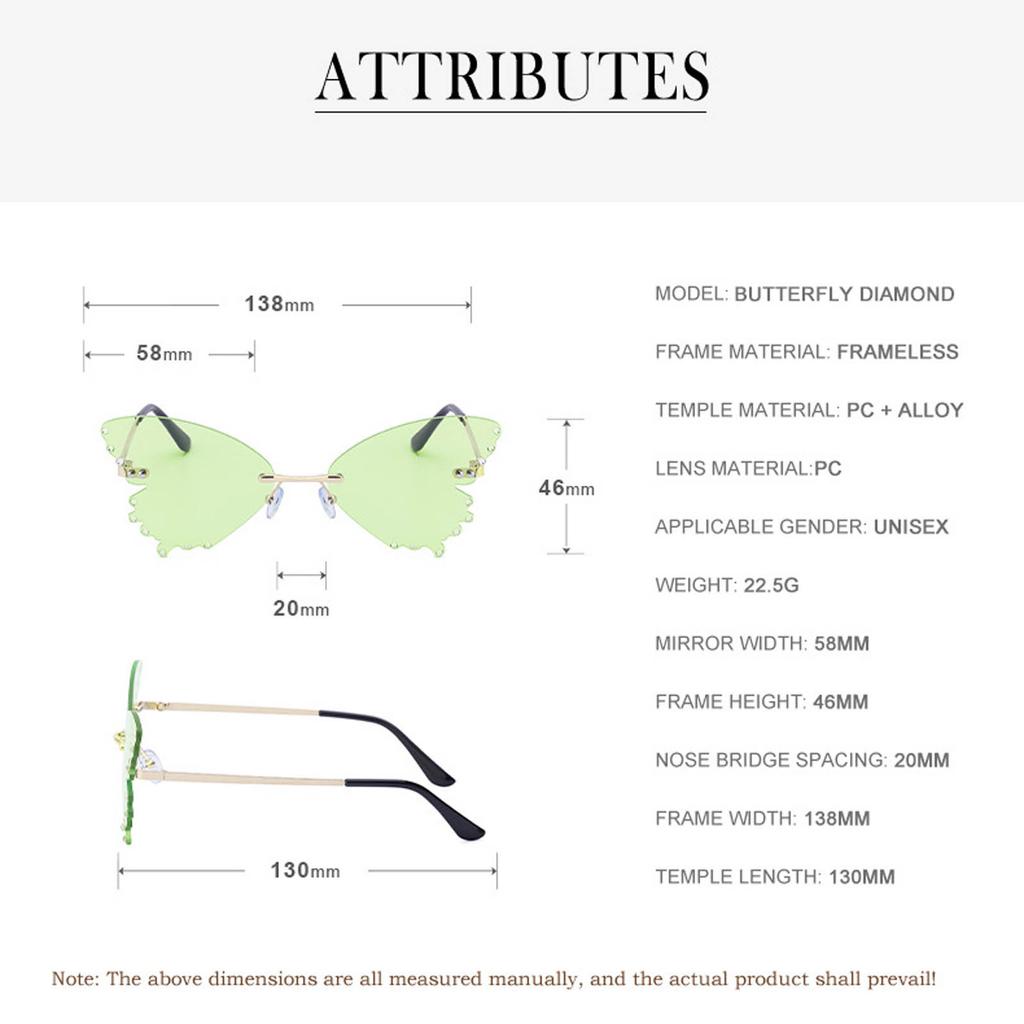 Прозрачные солнцезащитные очки Женские солнцезащитные очки Diamond Butterfly