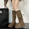 Сапоги до колена женские модные женские сапоги на пуговицах с низким каблуком рыцарские сапоги новые осенне-зимние женские длинные сапоги Zapatos De Mujer