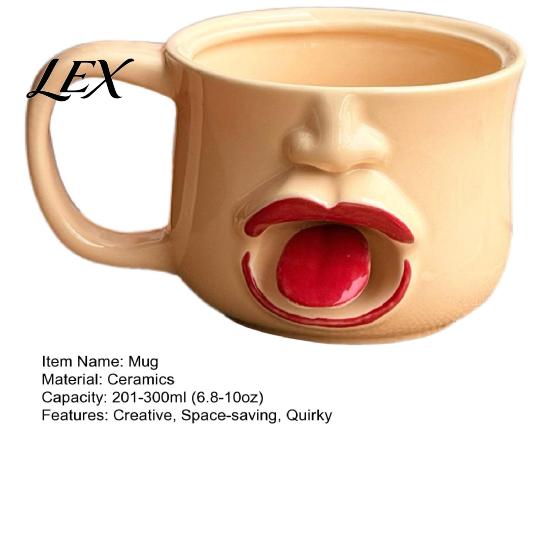 Stackable Coffee Mug for Home Quirky Tongue Out Ceramic Mug, 10oz Unique 3D Sculpted Face Cup Sticking Tea Milk, Funny Creative Drinkware Office
